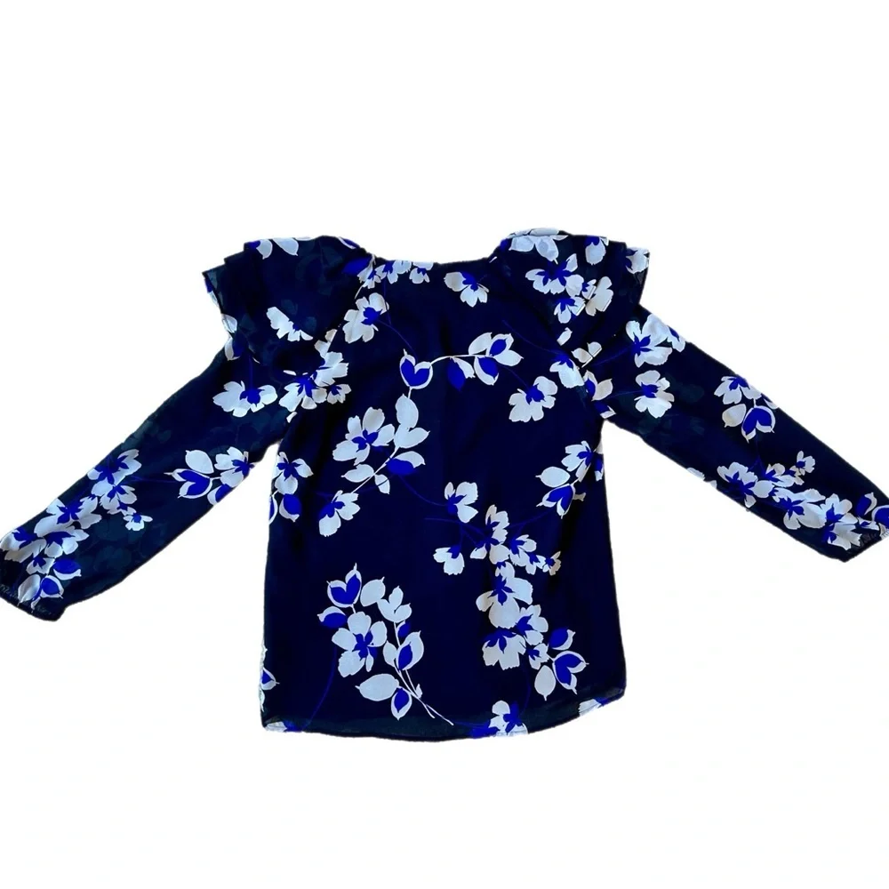Calvin Klein Black and Blue Floral Blouse - Picture 8 of 9